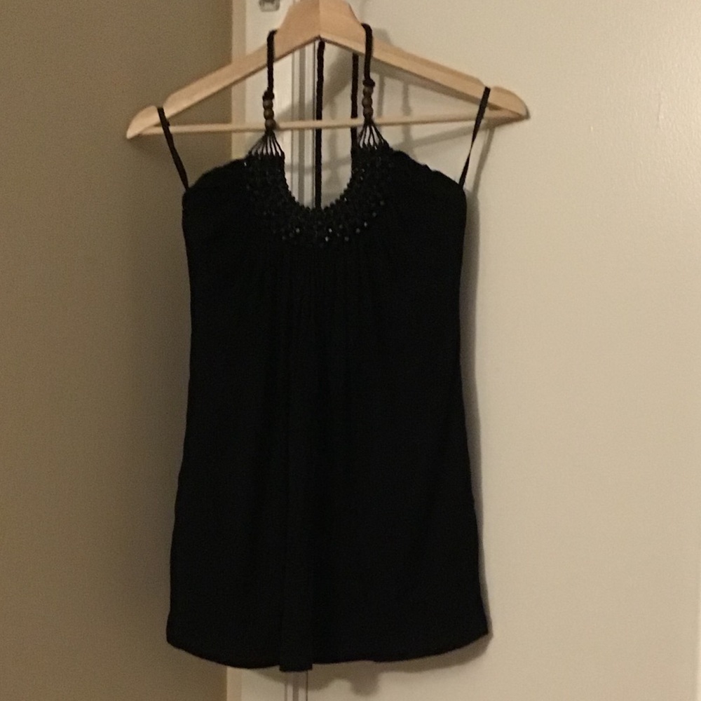 Black beaded halter top